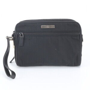 Gucci 018 1607 Leather Second Bag Clutch Pouch Business Black Men's